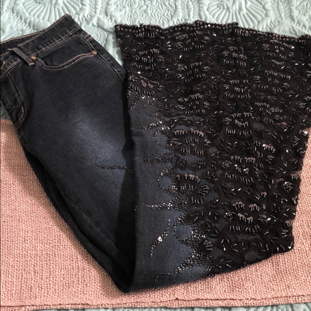 Unique Jeans with hand sewn beadings